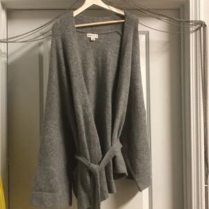 Ava and Viv gray and silver sweater with tie 2x